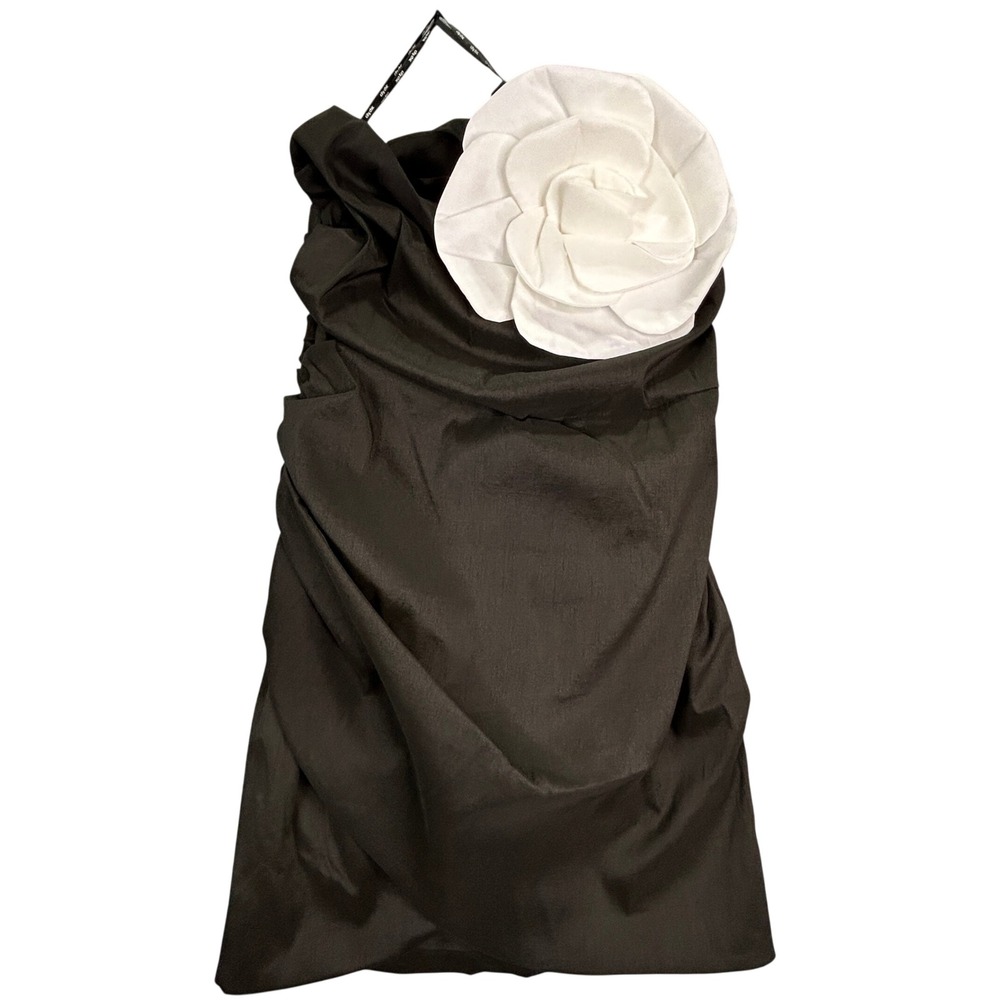 City Chic Keira Dress Women's 16 Black One Shoulder Flower Ruched